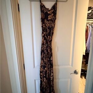 Zara Black and Gold Floral Maxi Dress